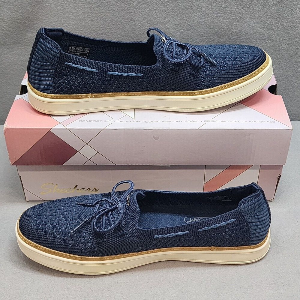 Skechers Coastal Drive Navy Knit Memory Foam Slip On Women Size 8.5 100676